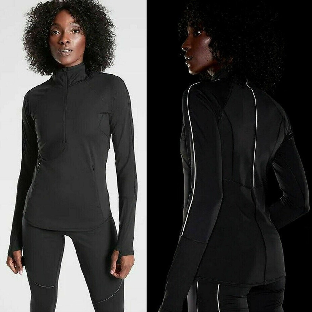 Athleta Eclipse Half Zip Pullover Black Size Medi… - image 1
